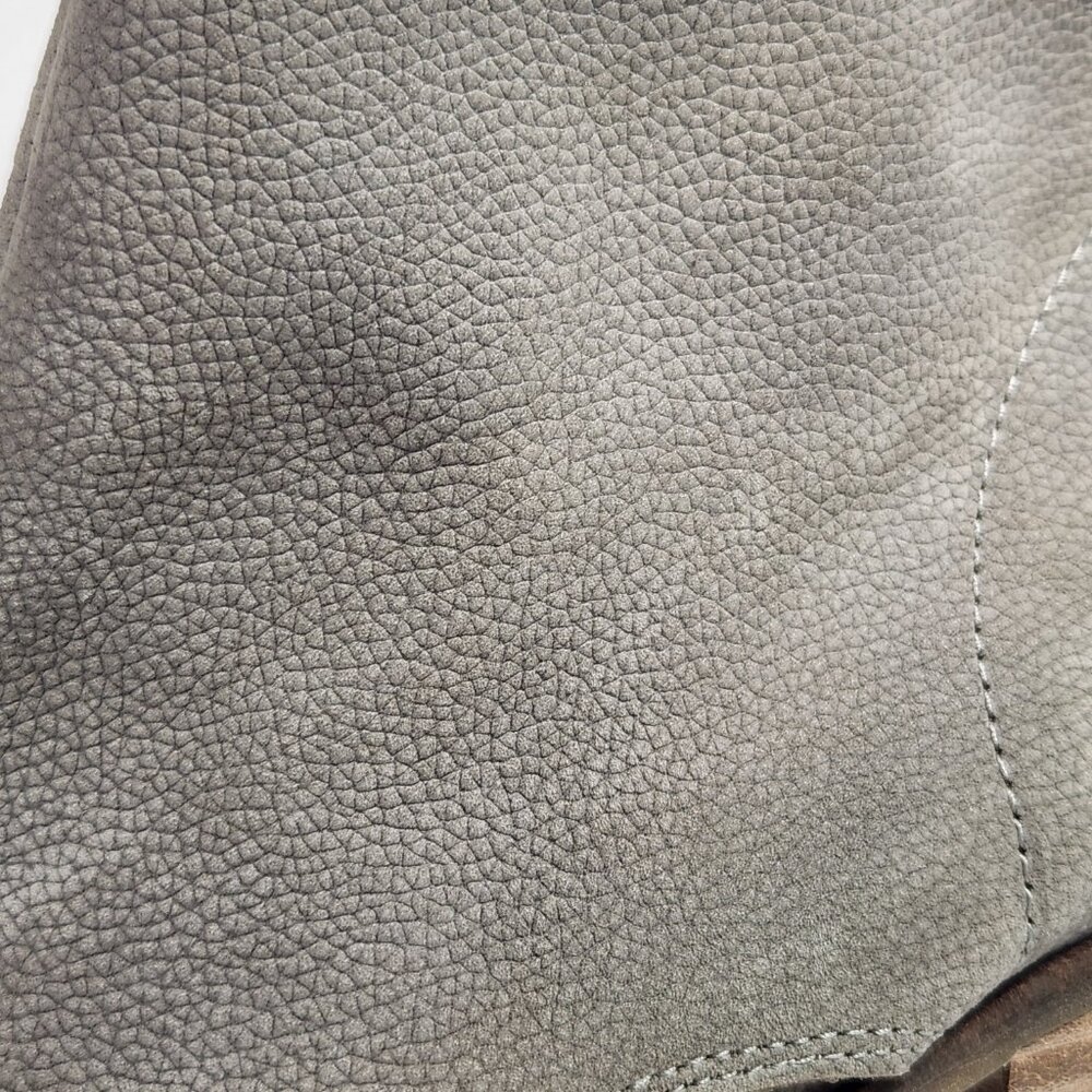 Lucky Brand Gray Leather Kasima Peep Toe Block Heel Booties 8M - Picture 14 of 14